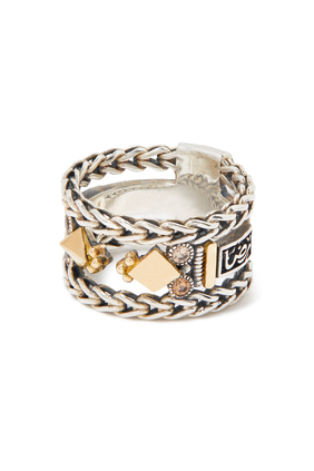 Roman Chain Ring, 18k Gold & Sterling Silver